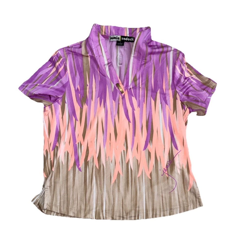 Jamie Sadock Purple Pink Graphic Polo Top